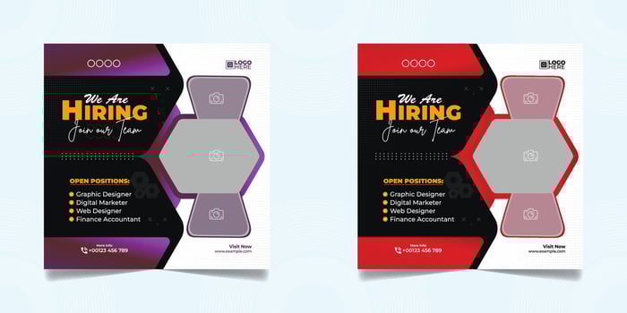We are hiring social media post Creative two design template vector