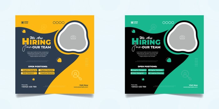 We are hiring square web banner design vector