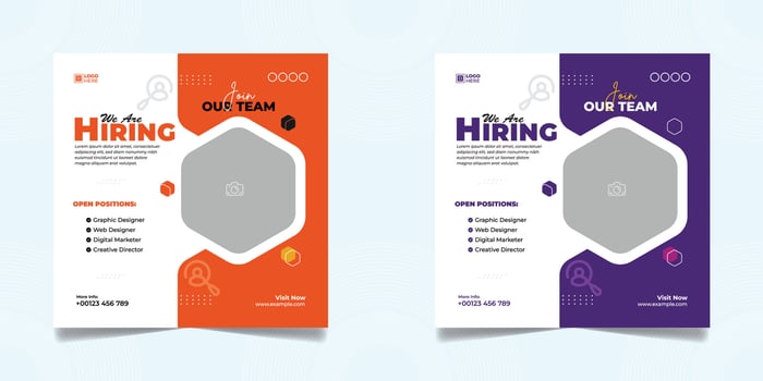 We are hiring social media post design template vector