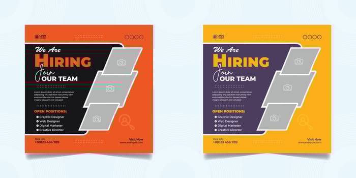 We are hiring social media post banner design template We are hiring square web banner design. vector