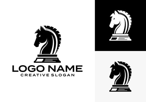Illustration of the horse chess icon logo. vector