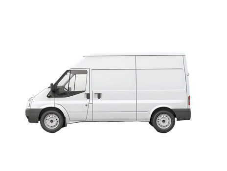 White Delivery Van on Clear Transparent Background png