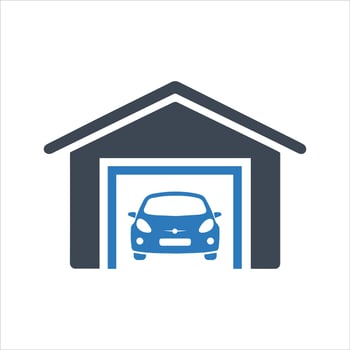 Car servicing center icon. Commercial vehicle. Garage. Car repair service center icon vector