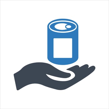 Food donation icon. Food bank. Free food and drink. Charity icon vector