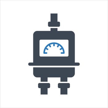 Measure manometer icon. Residential gas meter icon, diaphragm meter. Natural gas icon vector