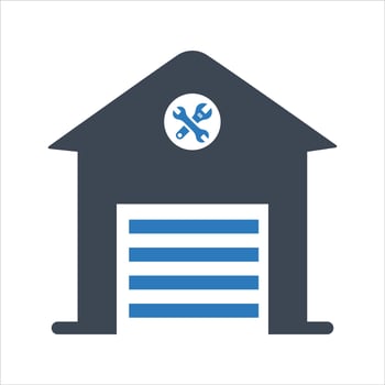 Car servicing center icon. Commercial vehicle. Garage. Car repair service center icon vector