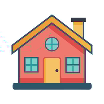 A simple villa house flat cartoon art illustration in white background vector