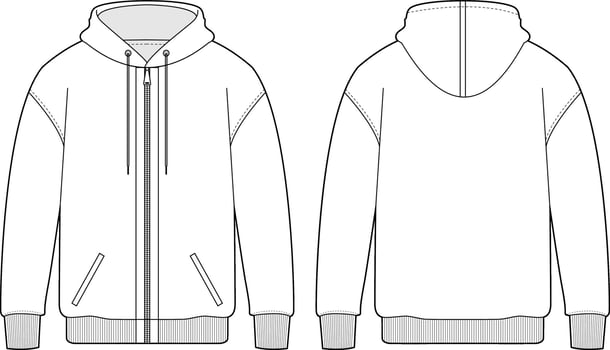 Mockup Zip Up Hoodie line art vector