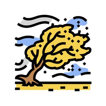 strong winds hurricane disaster color icon illustration vector