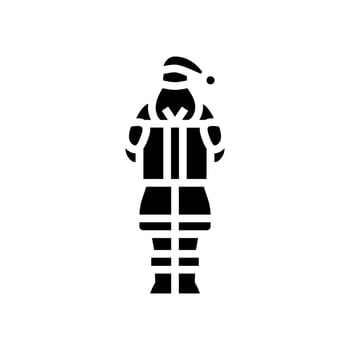 santa claus holding a gift glyph icon illustration vector
