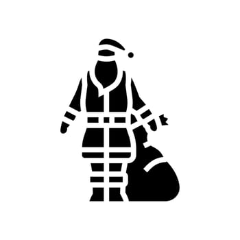 santa claus sack of toys glyph icon illustration vector