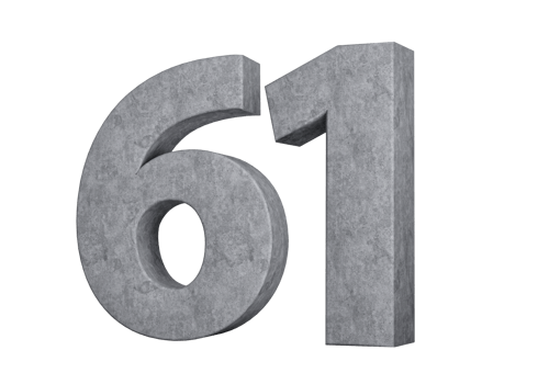 3d Concrete Number Sixty one 61 Digit Made Of Grey Concrete Stone 3d Illustration png