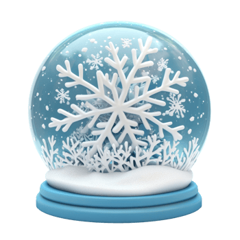 Snowflake inside Snow Globe 3D clay style round edges bright isolate on transparent background png