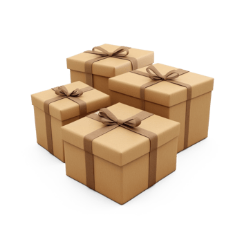 Brown recycled paper gift parcels 3D icon isolate on transparent background png