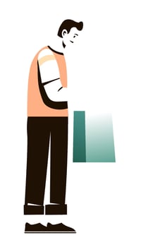 Man Shopping for Fresh Vegetables vector