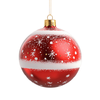 Christmas ball with snow hanging 3D icon cartoon round edges isolate on transparent background png