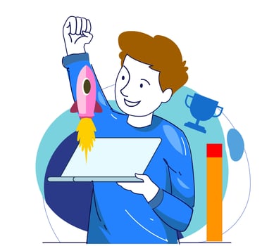Business concept illustrations. Startup Business, Successful startup management, online communication, e-commerce, project management, finance and marketing. vector