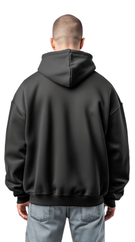 Back view of man in black hoodie on transparent background, suitable for fashion and casual wear display png