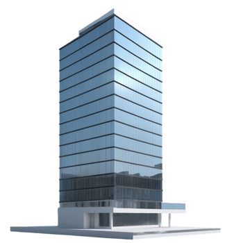 3d model of a tall building with windows png