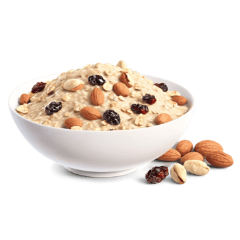 Oatmeal with nuts and raisins png