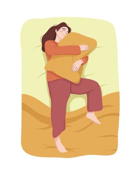 Sleeping Girl Hugging Pillow vector