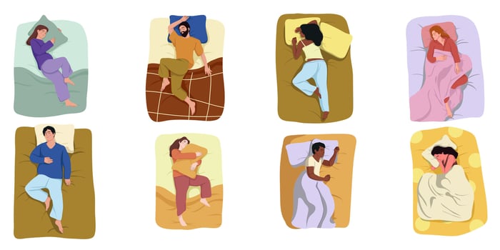 Set of Asleep Men and Women vector