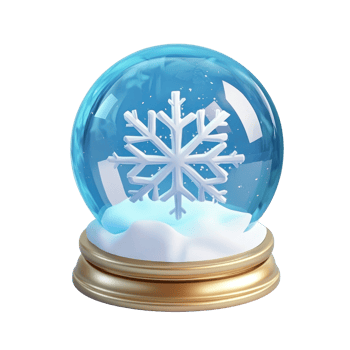 Snowflake inside Snow Globe 3D icon cartoon round edges isolate on transparent background png