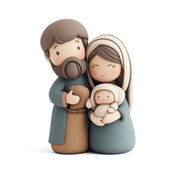 Joseph and Mary with baby 3D icon isolate on transparent background png