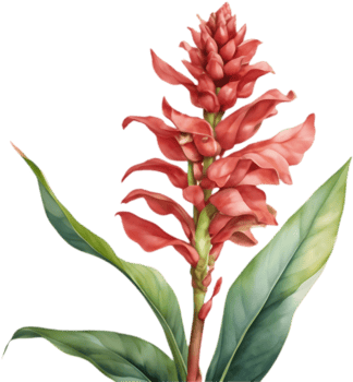 Stunning Red Ginger Watercolor Flower Clip Art. . png