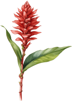 Tropical Garden Red Ginger Watercolor Clipart. . png