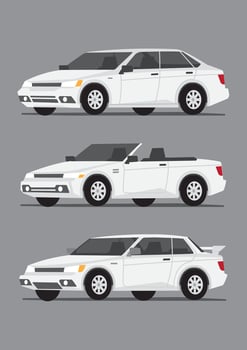 multiple type of car automobile vehicle in white color vector