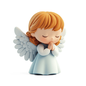 Little angel praying 3D icon cartoon smooth soft light isolate on transparent background png