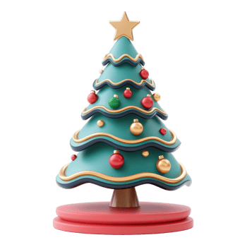 Christmas tree modern elegant decoration 3D icon cartoon minimalist isolate on transparent background png
