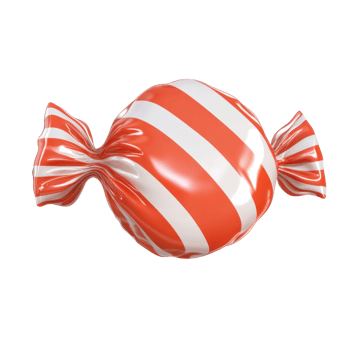 Wrapper Striped red candy 3D icon cartoon smooth soft light isolate on transparent background png