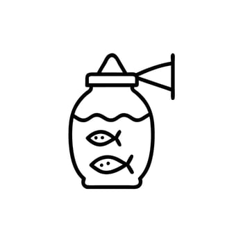 a jar with fish in it and a horn vector