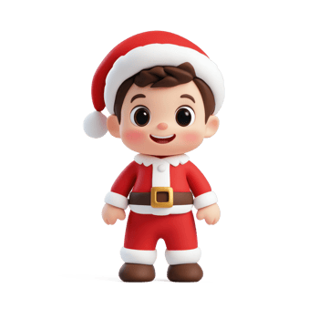 Smiling Little boy wear red santa claus costume 3D icon isolate on transparent background png