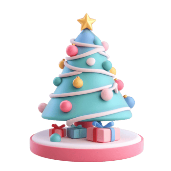 Creative Christmas tree 3d 3D icon cartoon minimalist isolate on transparent background png