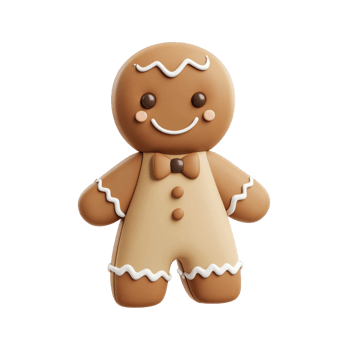 Gingerbread man 3D icon isolate on transparent background png