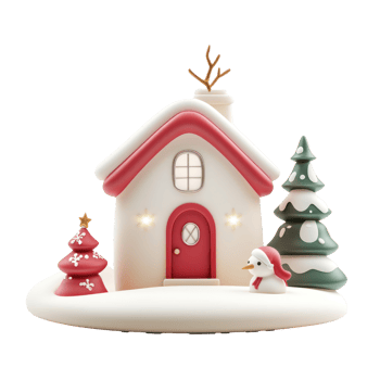 Christmas House 3D icon isolate on transparent background png