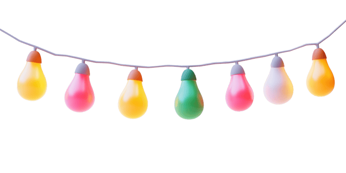 colorful string lights 3D icon isolate on transparent background png