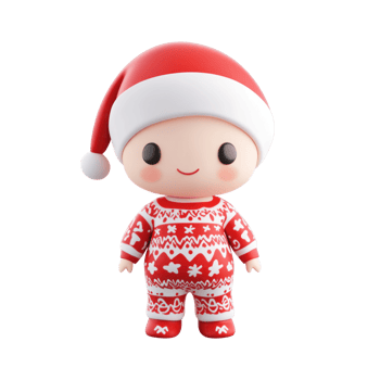 Adorable baby Christmas pajama sets 3D icon isolate on transparent background png