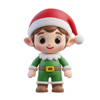 Christmas elf 3D icon cartoon smooth soft light isolate on transparent background png