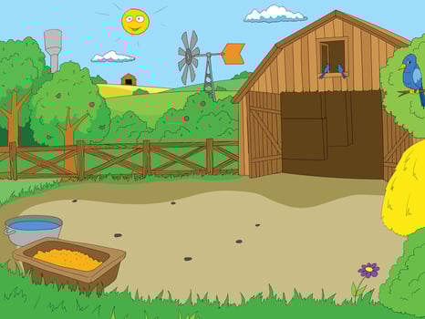 Cartoon farm color book children illustration vector