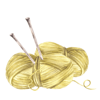 Green yarn ball with knitting needles tucked in. Watercolor hand drawn illustration Skein of yarn for knitting. Clipart pastel coloured for handicraft, handmade product labels Isolated from background png