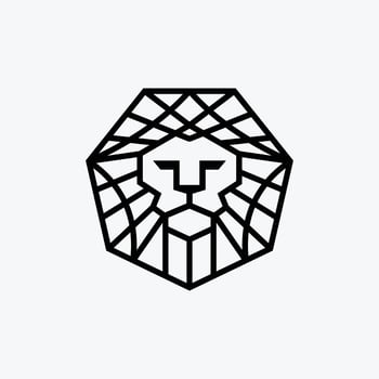 abstract hexagon lion logo isolated on white vector