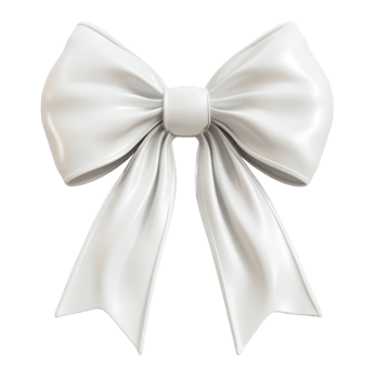 White Bow 3D icon isolate on transparent background png