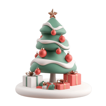 Presents form into Christmas tree decoration 3D icon cartoon minimalist isolate on transparent background png