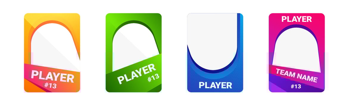 Esport player card with customizable info and bright design. vector
