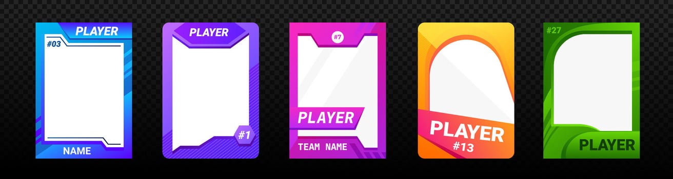 Minimal player card for competitive team identity. vector