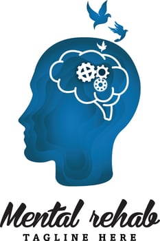 Mental rehab logo design wit head for phycology brain therapy vector